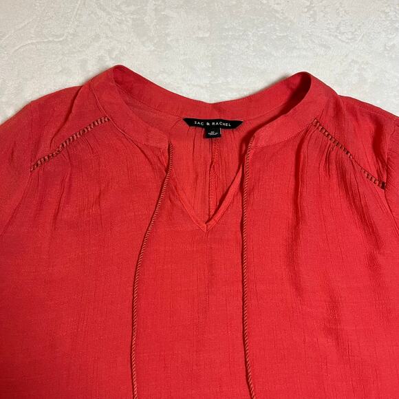 Zac & Rachel Split Neck Blouse Size XL Resort Vacation Summer Festival Cut Out - Picture 3 of 8